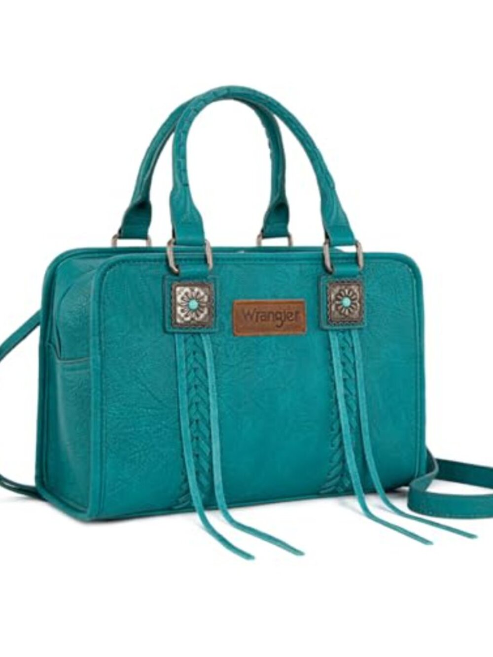 Western Whipstitch Tote Bag Top Handle Satchel with Leather Tassels